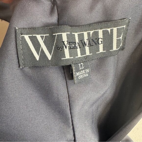 White by Vera Wang  V-neck Open Back Bridal Long Gray Gown Size 12 - Picture 14 of 16